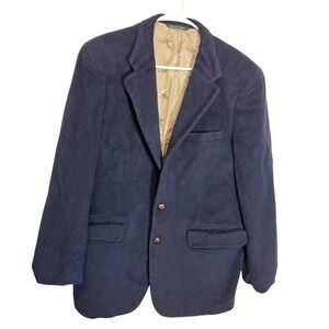 Kingsridge Navy Blue Camel Hair Blazer Sport Coat Jacket Dark Academia Preppy